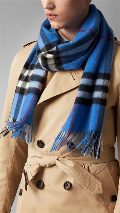 mens blue burberry scarf|blue Burberry scarf men's.